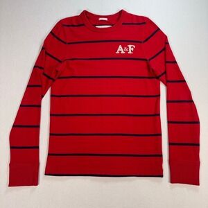 Abercrombie & Fitch Muscle Sweatshirt Men's M Red Stripe Cotton A&F Embroidery